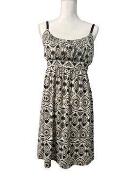 Allison Brittney Black/White Geometric Print Sleeveless Sundress EmpireWaist SzL